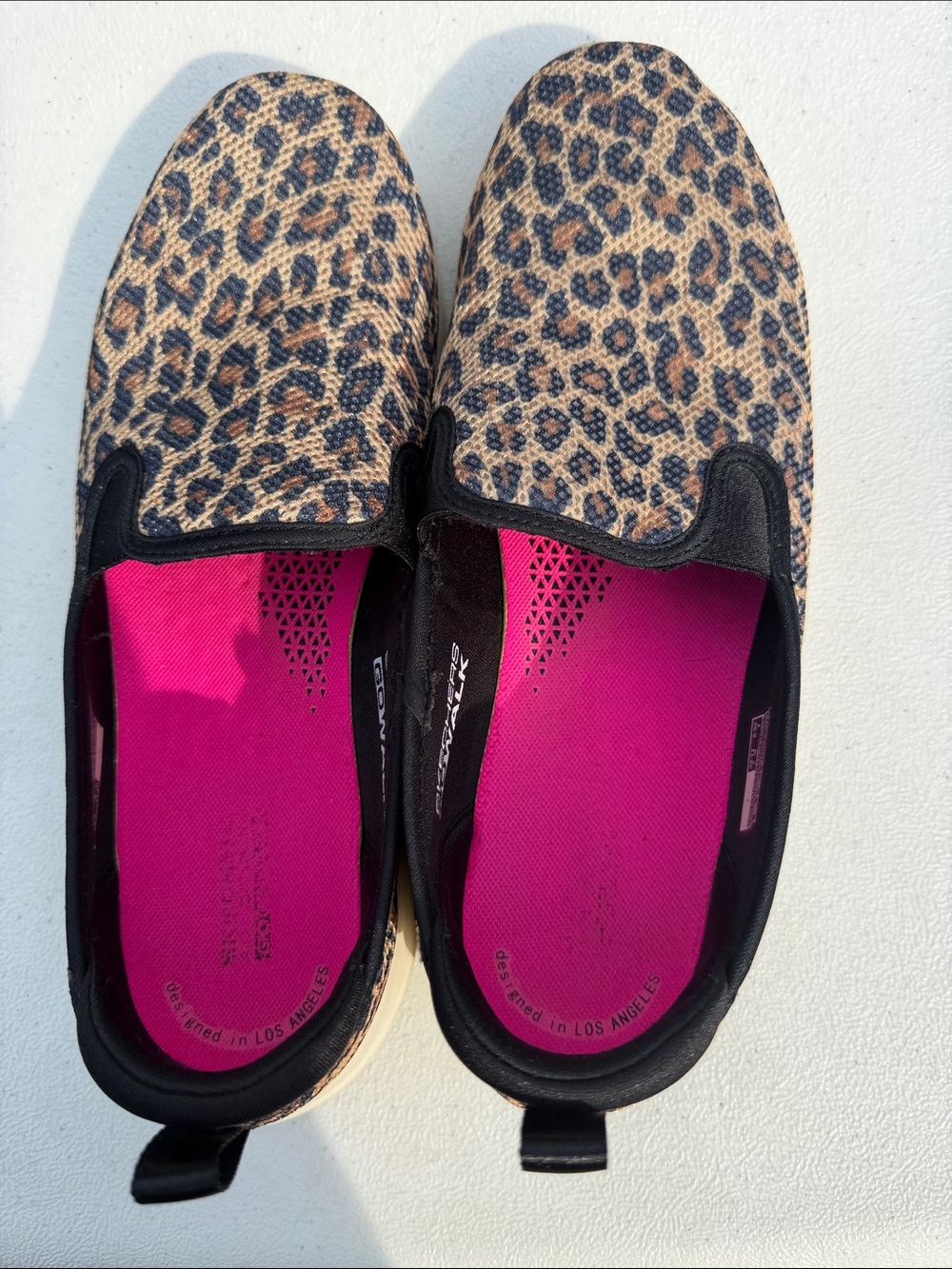 Leopard Print Slip-On Flats with Pink Insole